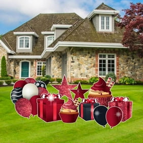 VictoryStore Yard Sign Outdoor Lawn Decorations Set of 9 Hanging Candy Hearts / Valentines Yard Decorations